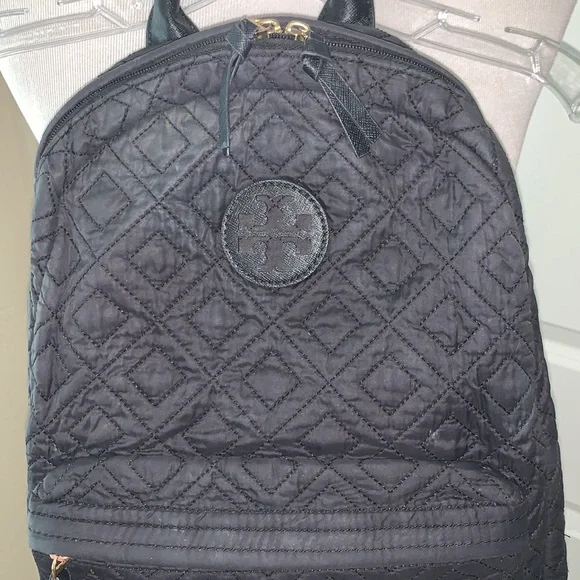 TORY BURCH GORGEOUS JET BLACK QUILTED BACKPACK - Picture 2 of 11